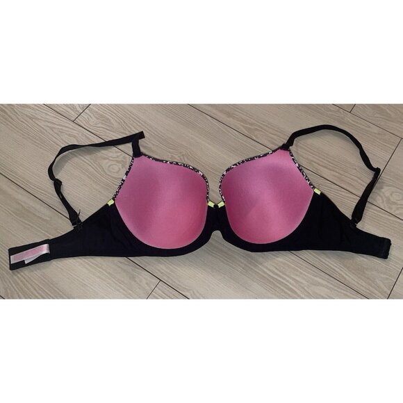 Victorias Secret Pink Wear Everywhere Lightly Lined Bra UW Printed Womens 32DD - Picture 5 of 6